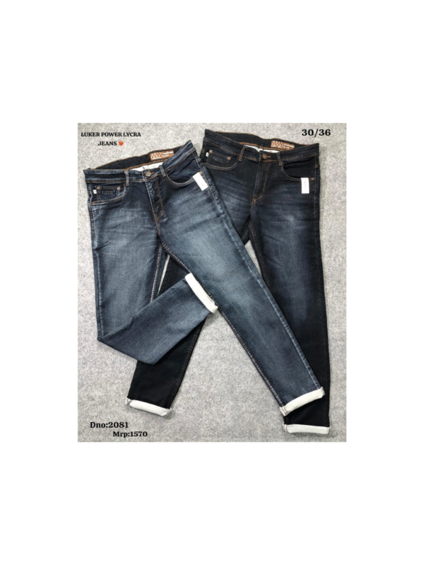 Men's Slim Fit Jeans - Dark Blue & Black