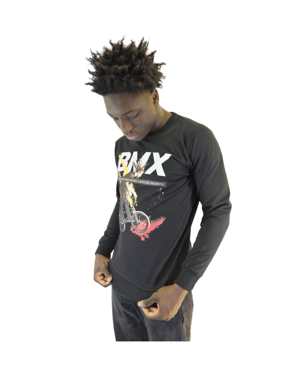 Black Moto Collage T-Shirt – Iconic Motorcycle Moments - Image 2